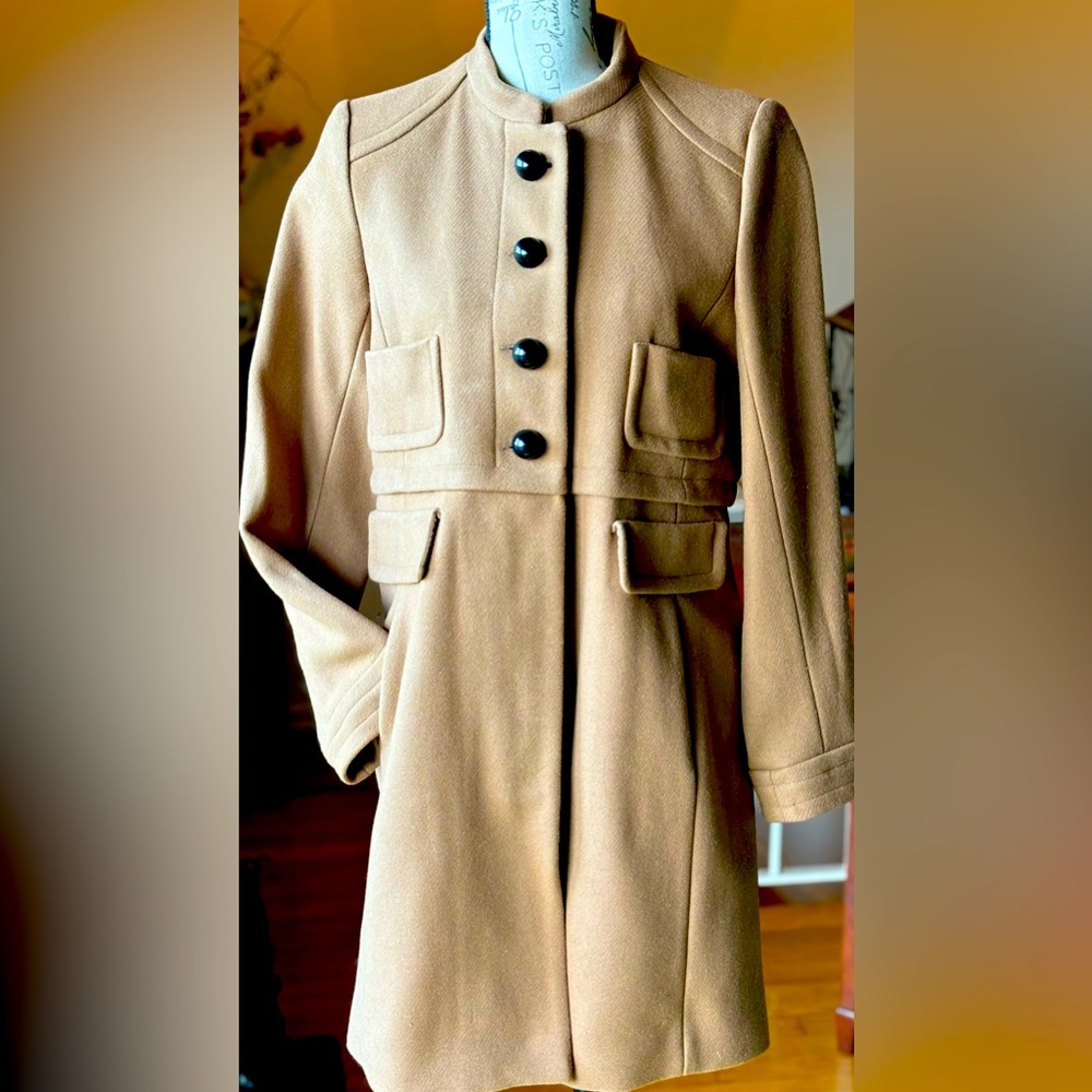 Women’s Wool Blend Coat - Comptoir Des Cotonniers - Size 44 (EU)/ 10 (US) - Tan - Picture 2 of 7